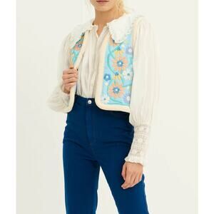 Antik Batik Flower Baltazar Embroidered Vest Multi Size Medium